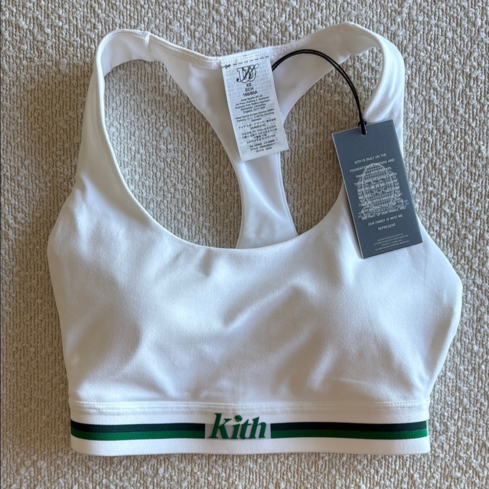 Kith White Racerback Bra with Green Trim